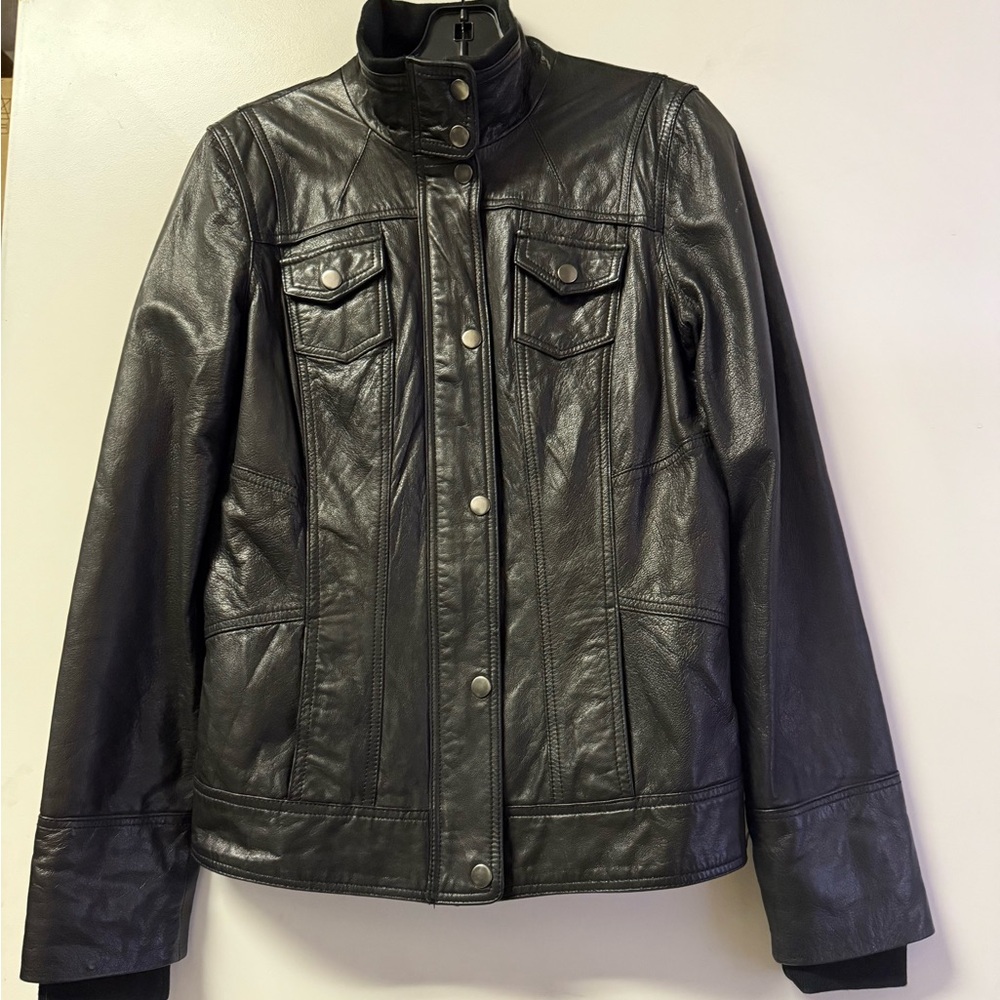 Black Rivet Women's Dark Leather Jacket